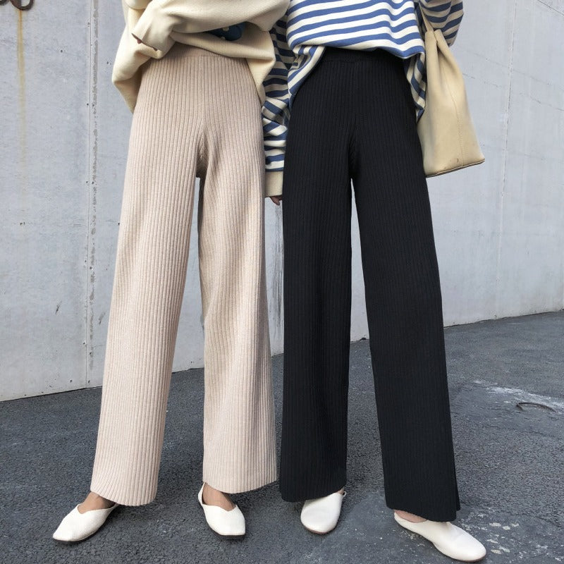 Slouchy knit wide-leg trousers