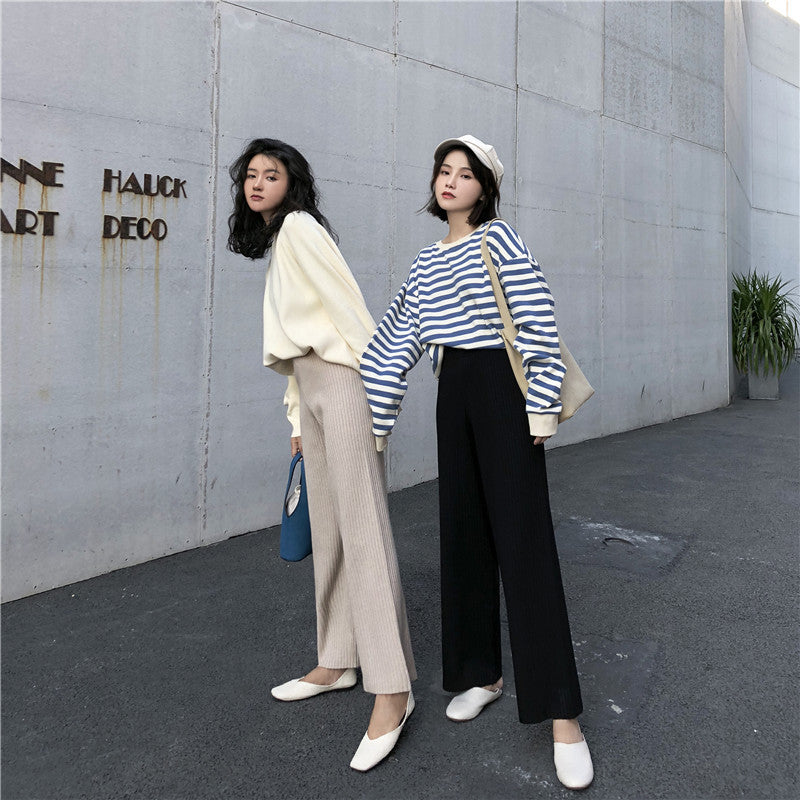 Slouchy knit wide-leg trousers
